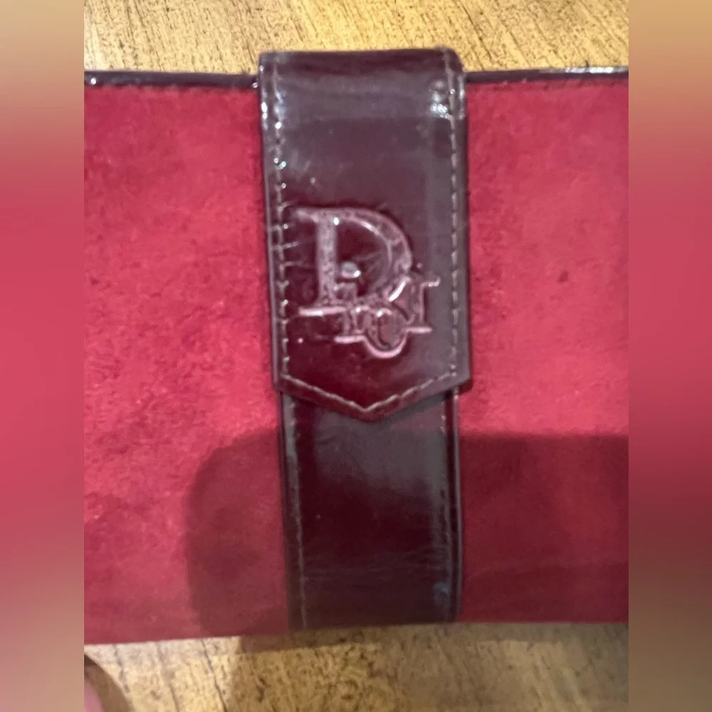 Christian Dior Burgundy Suede Wallet vintage w/ kisslock